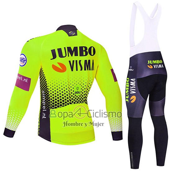 Jumbo Visma Ropa Ciclismo Culotte Largo 2019 Mangas Largas Verde Negro